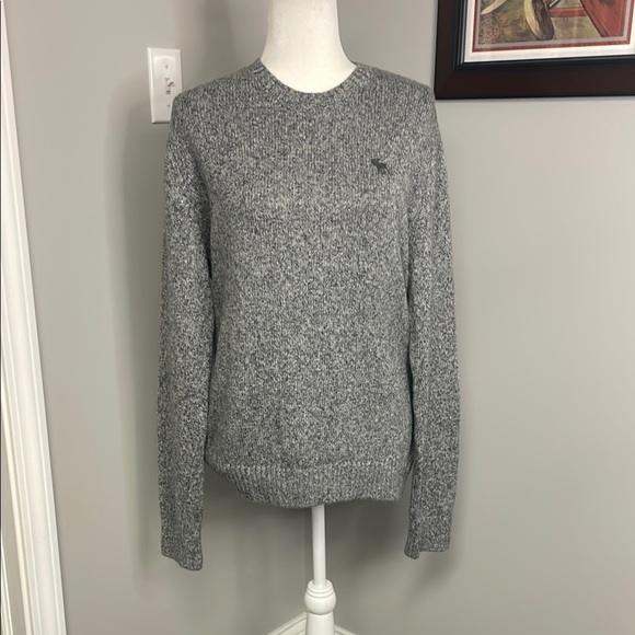 Abercrombie & Fitch Muscle Marled Grey Cotton Blend Crew Neck Sweater Medium - Picture 1 of 6